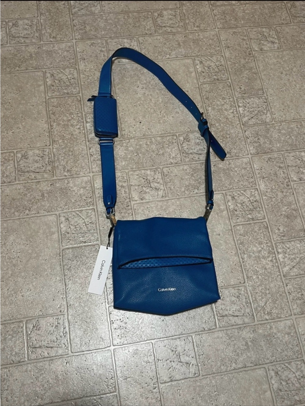 Calvin Klein Royal Blue Pebbled Crossbody Bag